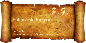 Pehacsek Ferenc névjegykártya